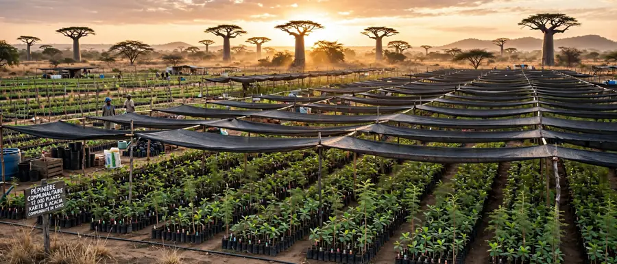 Pépinière agricole au lever du soleil