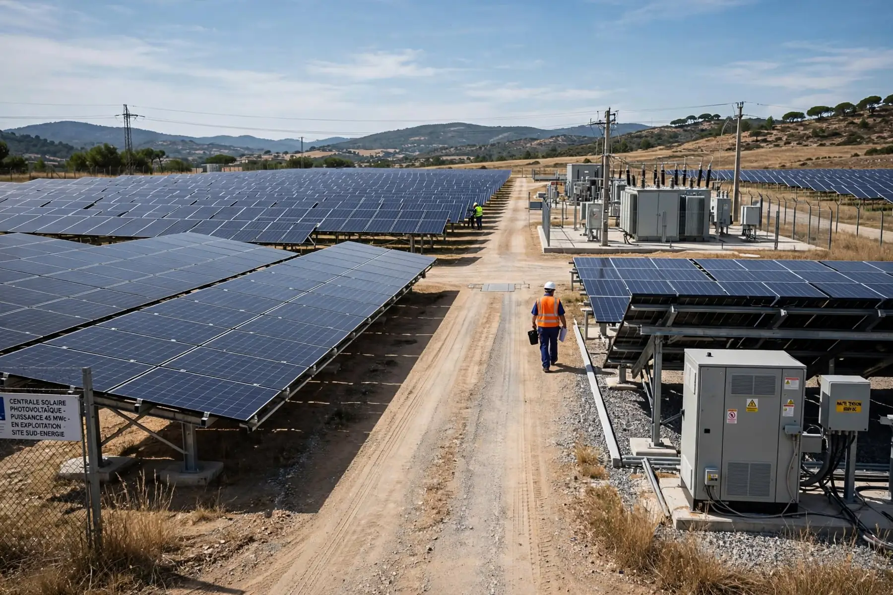 Centrale solaire photovoltaïque avec poste électrique